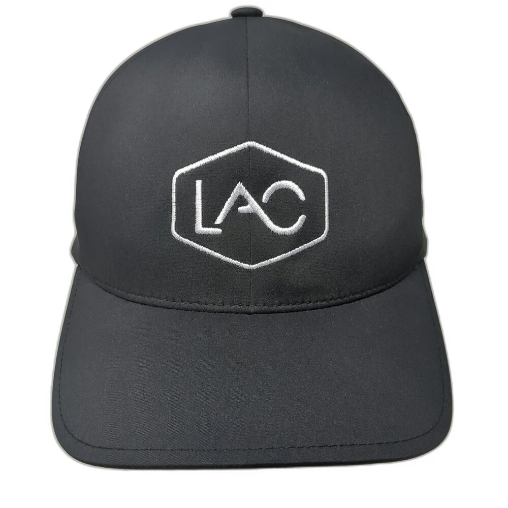 Flexfit Delta Baseball Cap Black M LAC Hexagon Embroidered Logo Stretch Fit Hat